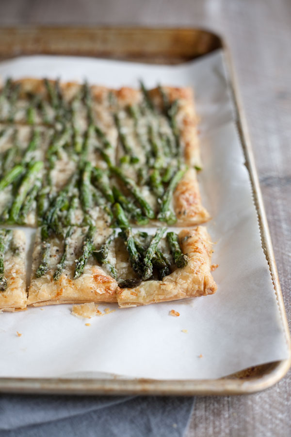 Spring Asparagus Galette | BourbonandHoney.com -- Cheesy, crispy and packed with veggies, this Spring Asparagus Galette is perfect for Easter, Mother's day or a family brunch!