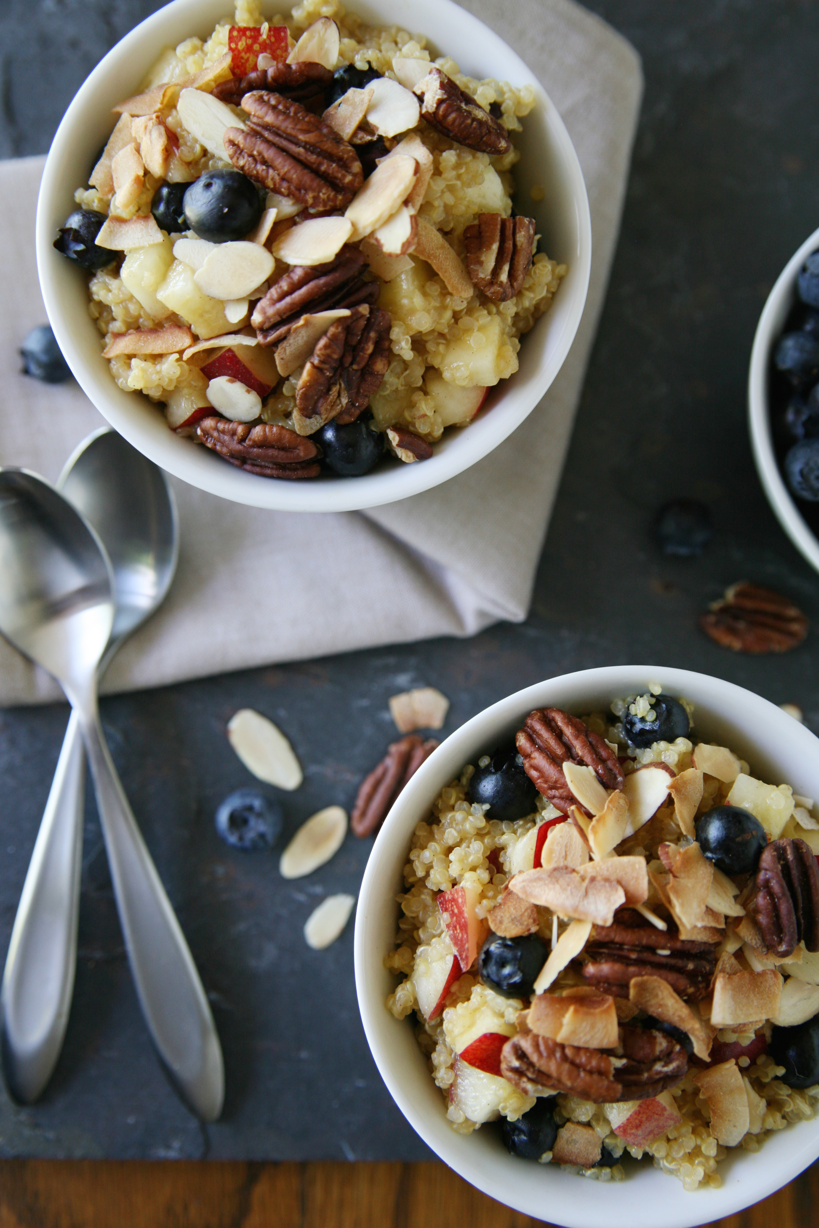 Blueberry and Nectarine Breakfast Quinoa | BourbonAndHoney.com