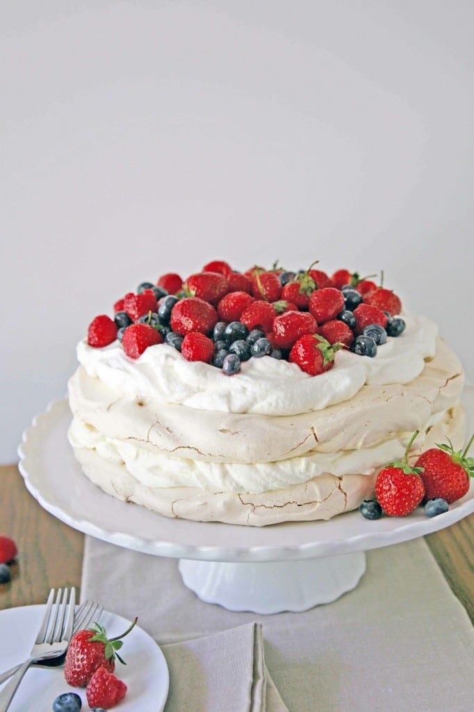 Red, White and Blue Berry Pavlova | BourbonAndHoney.com