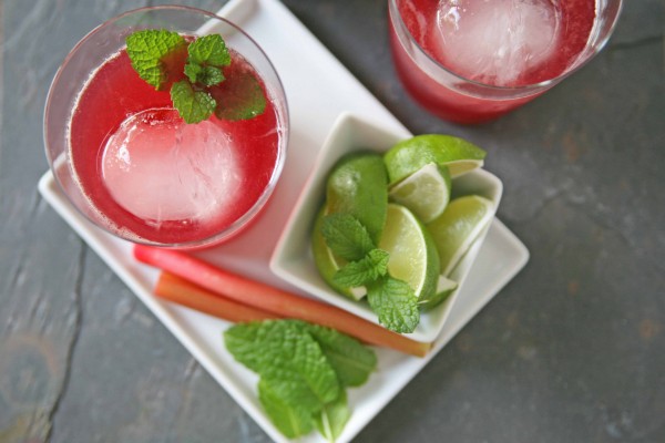 Rhubarb-Berry Bourbon Smash Cocktail | BourbonAndHoney.com