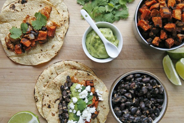 Sweet Potato and Black Bean Tacos | BourbonAndHoney.com