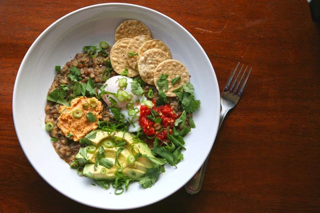 Savory Oatmeal with Lentils | BourbonAndHoney.com