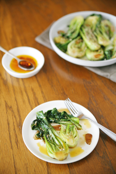 Baby Bok Choy with Garlic | BourbonAndHoney.com