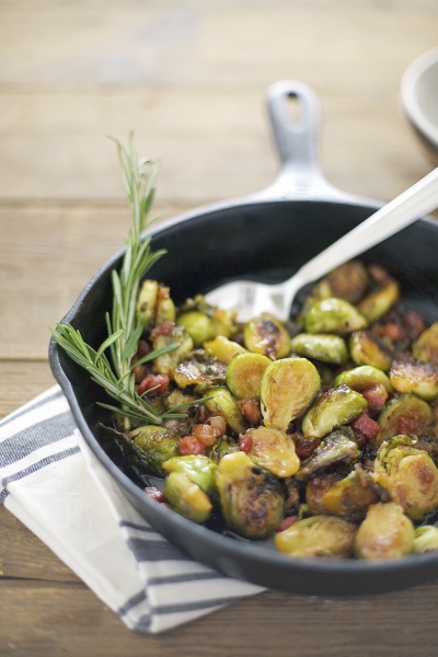 Maple Glazed Brussels Sprouts with Pancetta | BourbonAndHoney.com