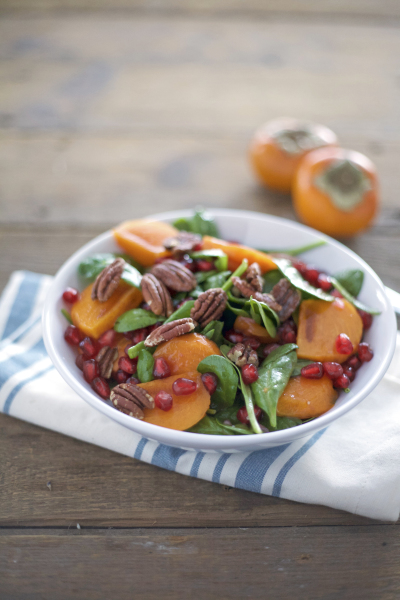 Persimmon and Pomegranate Salad with Pecans | BourbonAndHoney.com