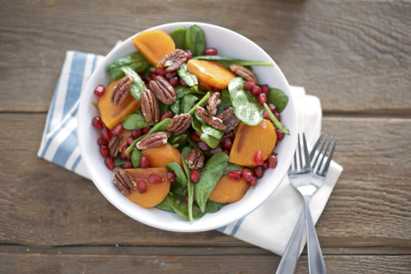 Persimmon and Pomegranate Salad with Pecans | BourbonAndHoney.com