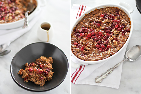 Baked Gingerbread Oatmeal with Bourbon Sauce | BourbonAndHoney.com