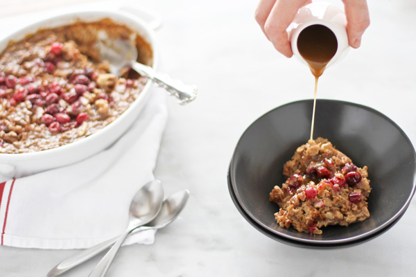 Baked Gingerbread Oatmeal with Bourbon Sauce | BourbonAndHoney.com