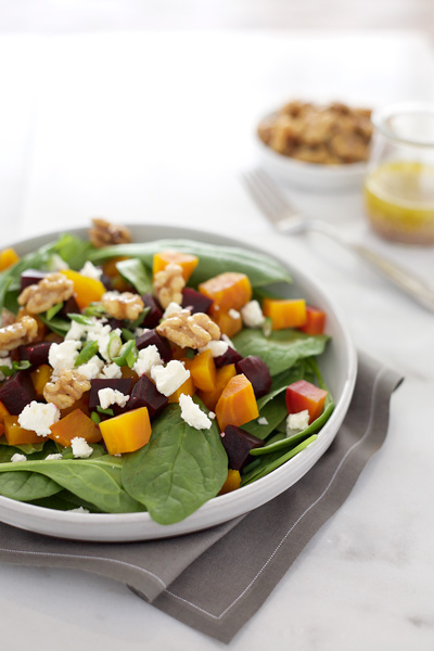 Beet Salad with Feta and Spiced Walnuts | BourbonandHoney.com 