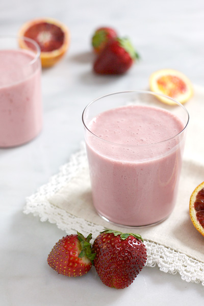 Blood Orange and Strawberry Kefir Smoothies | BourbonandHoney.com