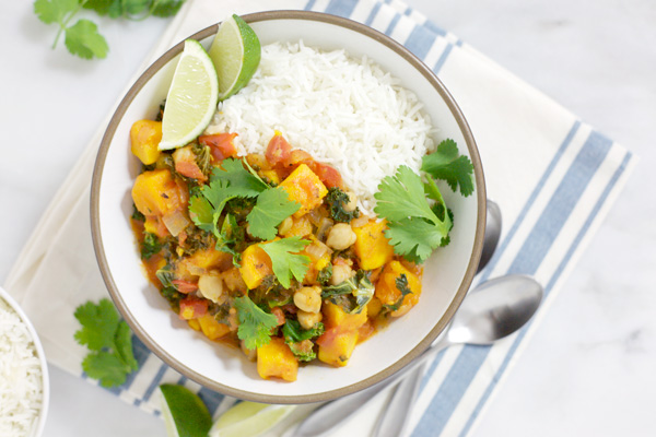 Slow Cooker Sweet Potato Curry with Chickpeas | BourbonandHoney.com
