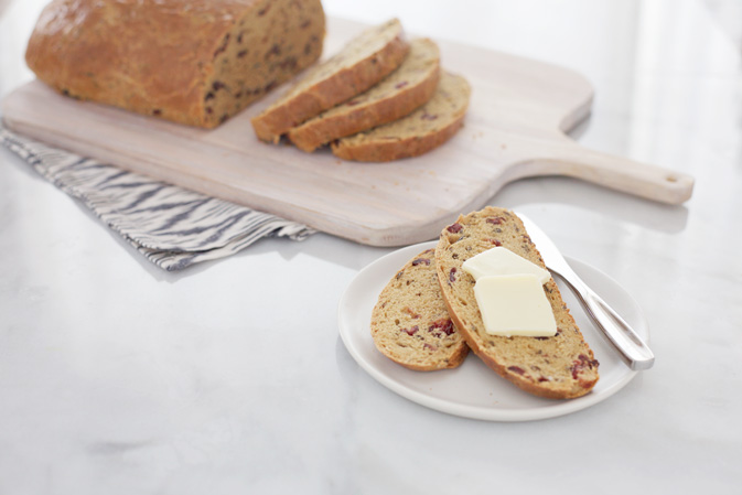 Cranberry Wild Rice Bread | BourbonAndHoney.com -- This Cranberry Wild Rice Bread is stuffed with tart cranberries and hearty wild rice. It's great for breakfast or afternoon snack with a hearty smear of peanut butter, jam or butter.