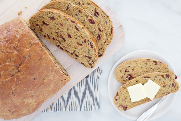 Cranberry Wild Rice Bread | BourbonAndHoney.com -- Cranberry Wild Rice Bread | BourbonAndHoney.com -- This Cranberry Wild Rice Bread is stuffed with tart cranberries and hearty wild rice. It's great for breakfast or afternoon snack with a hearty smear of peanut butter, jam or butter.