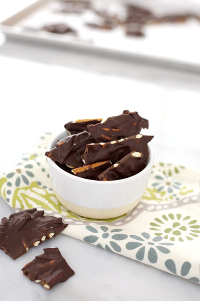 Dark Chocolate Pretzel Bark | BourbonAndHoney.com