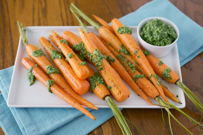 Roasted Carrots with Pepita and Parsley Pesto | BourbonAndHoney.com
