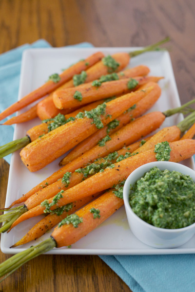 Roasted Carrots with Pepita and Parsley Pesto | BourbonAndHoney.com