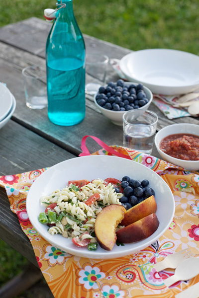 Pasta Salad with Feta and Snap Peas | BourbonAndHoney.com