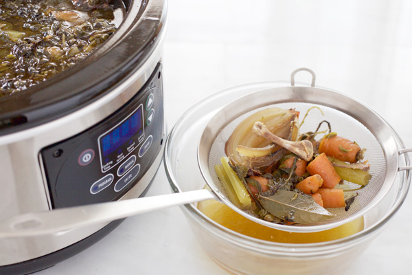 Slow Cooker Chicken Stock | BourbonAndHoney.com