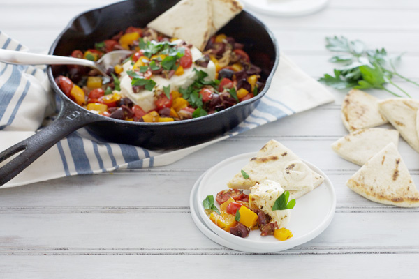 Grilled Feta Cheese with Olives and Tomatoes | BourbonandHoney.com