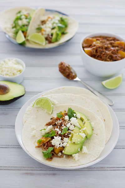 Slow Cooker Sweet Potato and Pulled Pork Tacos | BourbonAndHoney.com