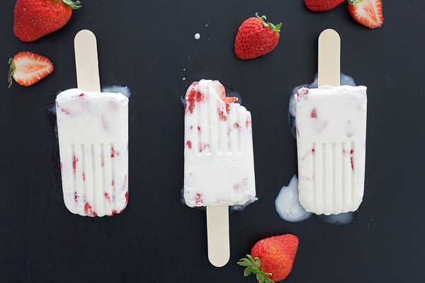 Strawberry and Cream Frozen Pops | BourbonAndHoney.com