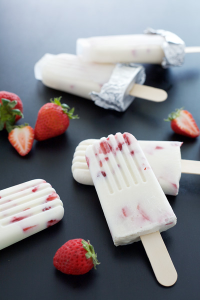 Strawberry and Cream Frozen Pops | BourbonAndHoney.com