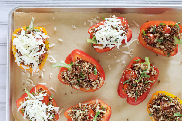 Caprese Quinoa Stuffed Peppers | BourbonandHoney.com