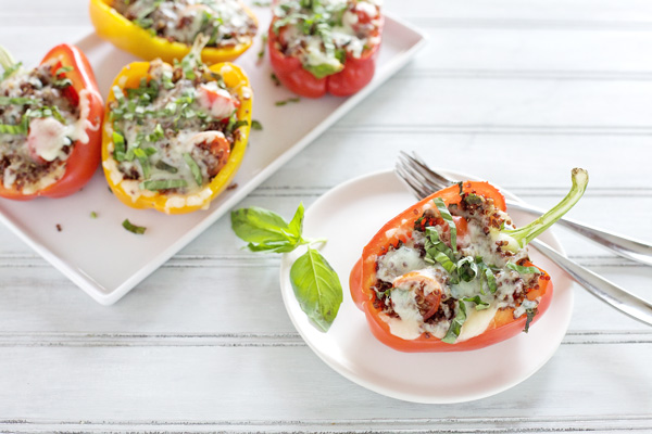 Caprese Quinoa Stuffed Peppers | BourbonandHoney.com