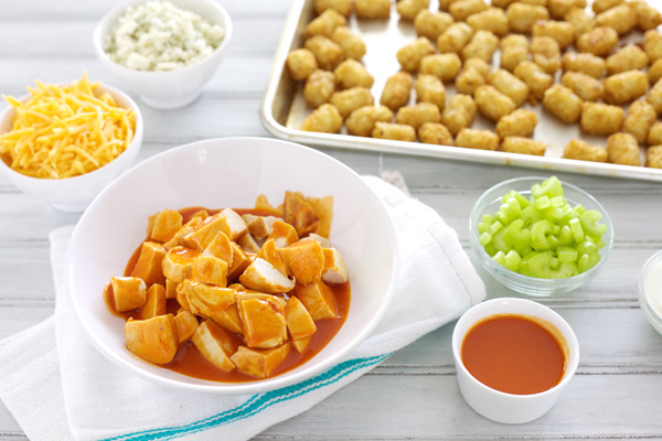 Buffalo Chicken Tater Tot Nachos | BourbonAndHoney.com