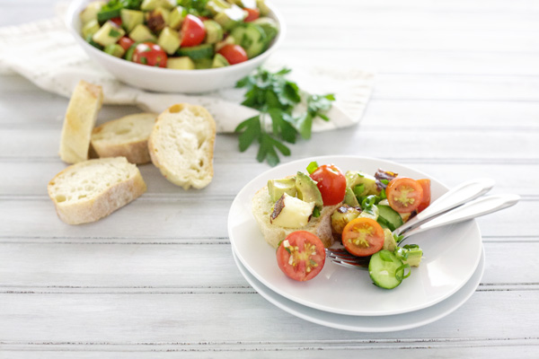 Cucumber, Avocado and Tomato Salad | BourbonAndHoney.com