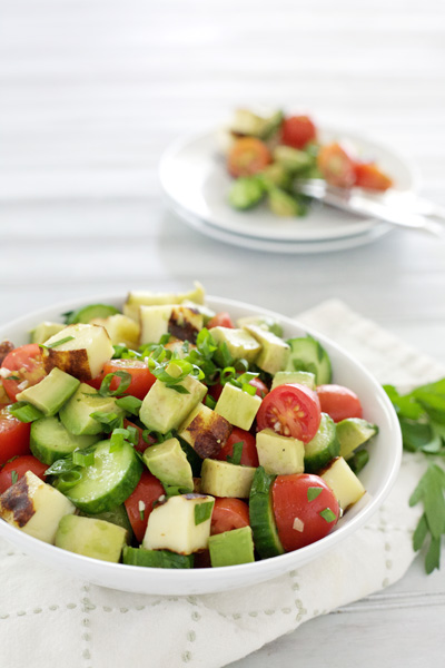 Cucumber, Avocado and Tomato Salad | BourbonAndHoney.com