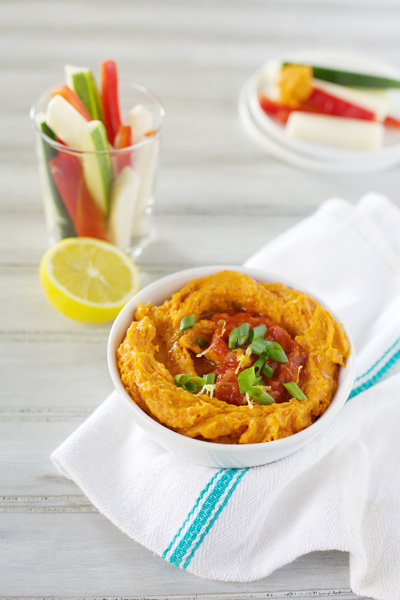 Roasted Sweet Potato Hummus | BourbonandHoney.com