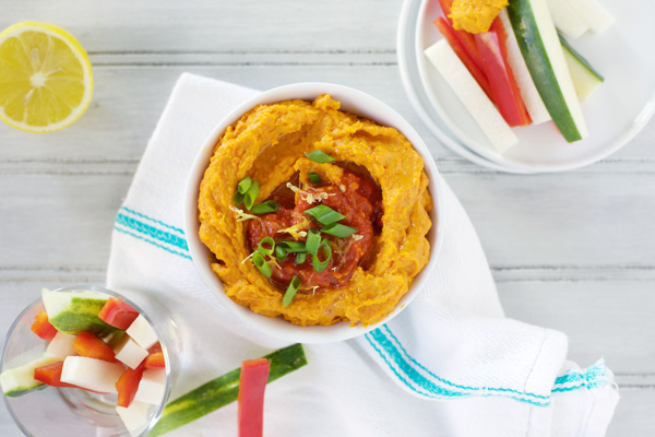 Roasted Sweet Potato Hummus | BourbonandHoney.com