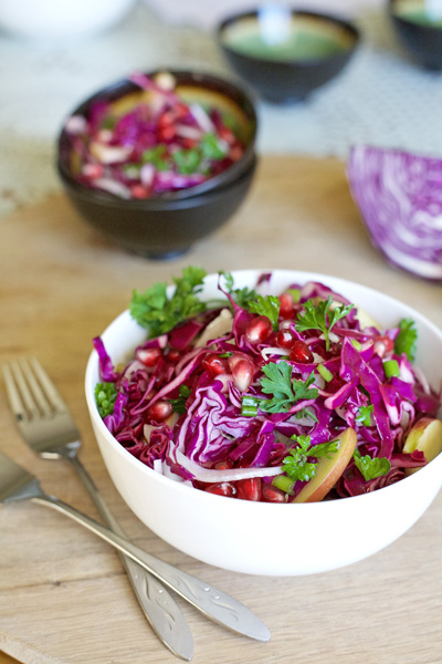 Apple and Cabbage Slaw with Pomegranates | BourbonandHoney.com