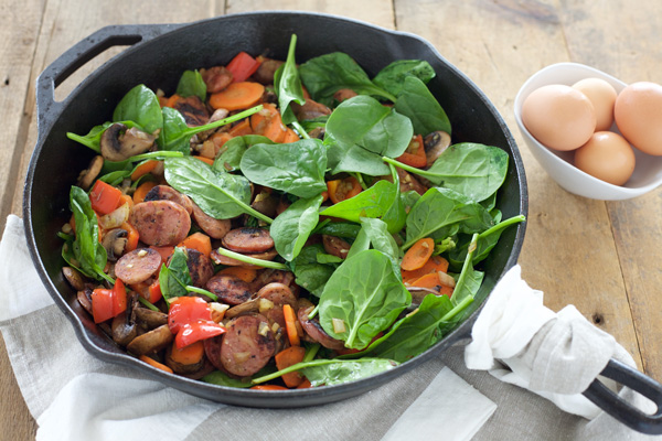 Breakfast Skillet with Sausage and Eggs | BourbonandHoney.com