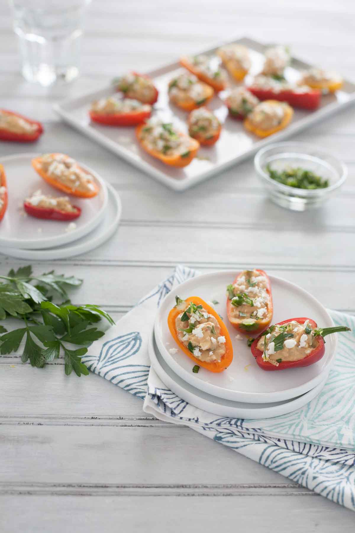 Feta and Hummus Stuffed Mini Peppers | BourbonandHoney.com