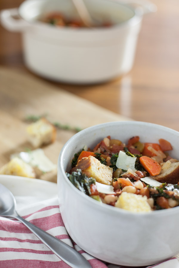 Tuscan Vegetable Soup {Ribollita} | BourbonandHoney.com -- This hearty veggie soup is a twist on Ribollita. It's delicious, easy enough to make on a weeknight and great for lunch leftovers.