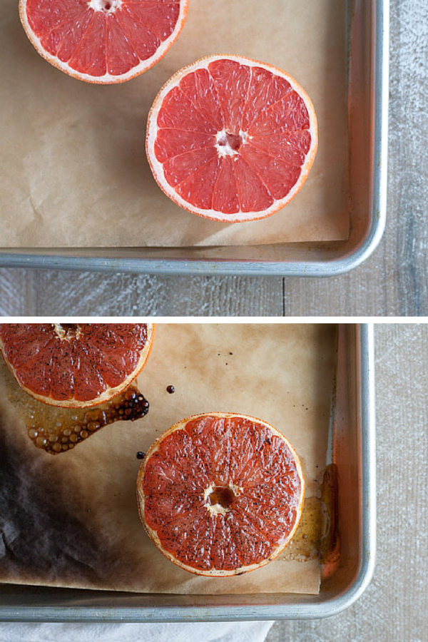 Broiled Grapefruit with Honey Yogurt and Pistachios | BourbonandHoney.com -- Fresh, citrusy and caramelized, this Broiled Grapefruit with Honey Yogurt is a delicious breakfast, snack or sweet treat.