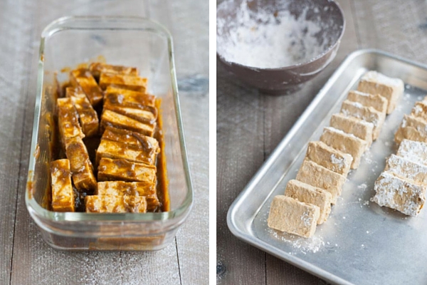 Crispy Marinated Tofu | BourbonandHoney.com -- Spicy and savory, this Crispy Marinated Tofu is a flavorful and delicious way to serve a vegetarian favorite.