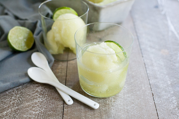 Cucumber Gin and Tonic Sorbet | BourbonandHoney.com -- This chilly and refreshing Cucumber Gin and Tonic Sorbet is the perfect icy boozy cocktail to keep cool in the summer heat.