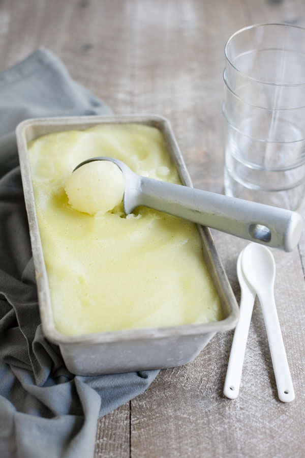 Cucumber Gin and Tonic Sorbet | BourbonandHoney.com -- This chilly and refreshing Cucumber Gin and Tonic Sorbet is the perfect icy boozy cocktail to keep cool in the summer heat.