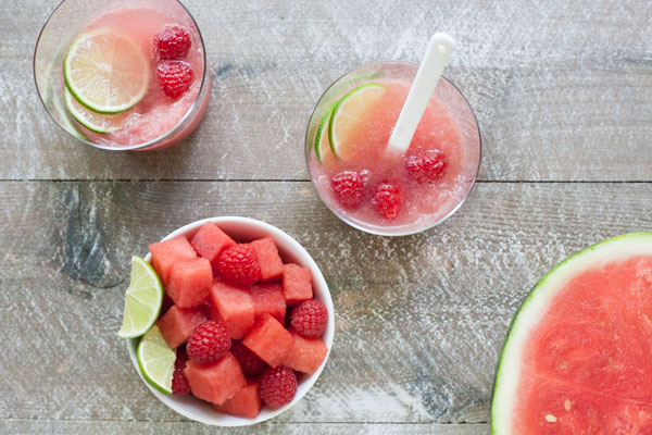 Watermelon Rosé Granita | BourbonandHoney.com -- Frosty, fruity and delicious, this Raspberry Watermelon Rosé Granita is the perfect happy hour or hot summer evening cocktail.