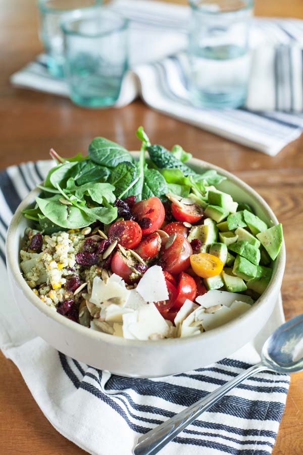 Israeli Couscous Pesto Salad | BourbonandHoney.com -- Sweet corn, tomatoes and avocado are packed into this Israeli Couscous Pesto Salad for a fresh and filling meal for a crowd or an awesome weekday lunch.