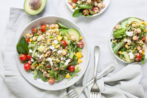 Summer Chickpea and Lentil Salad | BourbonandHoney.com -- Fresh, flavorful and packed with protein, this Summer Chickpea and Lentil Salad is a great way to enjoy the bounty of summer veggies!