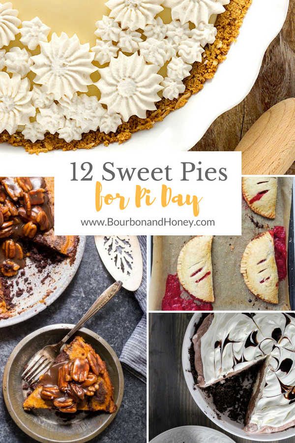 12 Deliciously Sweet Pies for Pi Day| BourbonandHoney.com -- Chocolatey, fruity, creamy, fresh and sweet, celebrate Pi Day and everyday with this round up of 12 deliciously sweet pie recipes!