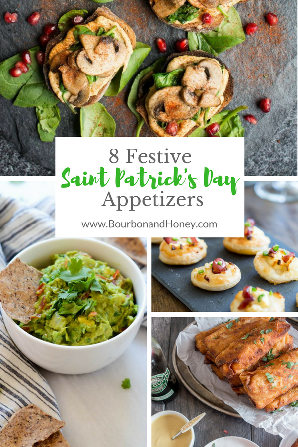 8 Festive Saint Patrick's Day Appetizers | BourbonandHoney.com -- Skip the green beer and celebrate the luck of the Irish with this recipe collection of cocktails, appetizers and festive treats!