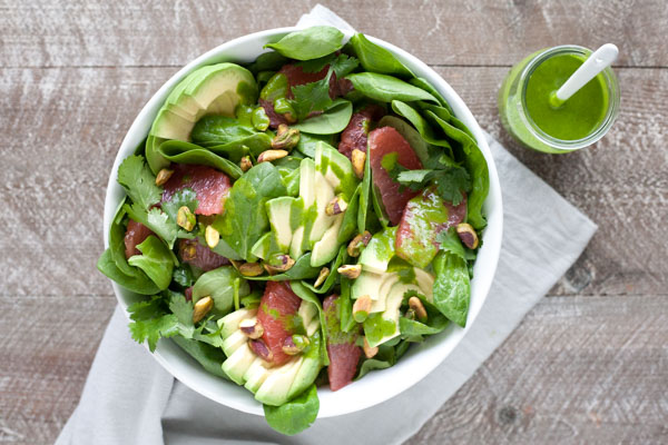 Grapefruit Avocado Salad with Cilantro Dressing | BourbonandHoney.com -- Bright, fresh and flavorful this Grapefruit Avocado Salad with Cilantro Dressing is hard to beat no matter the season!