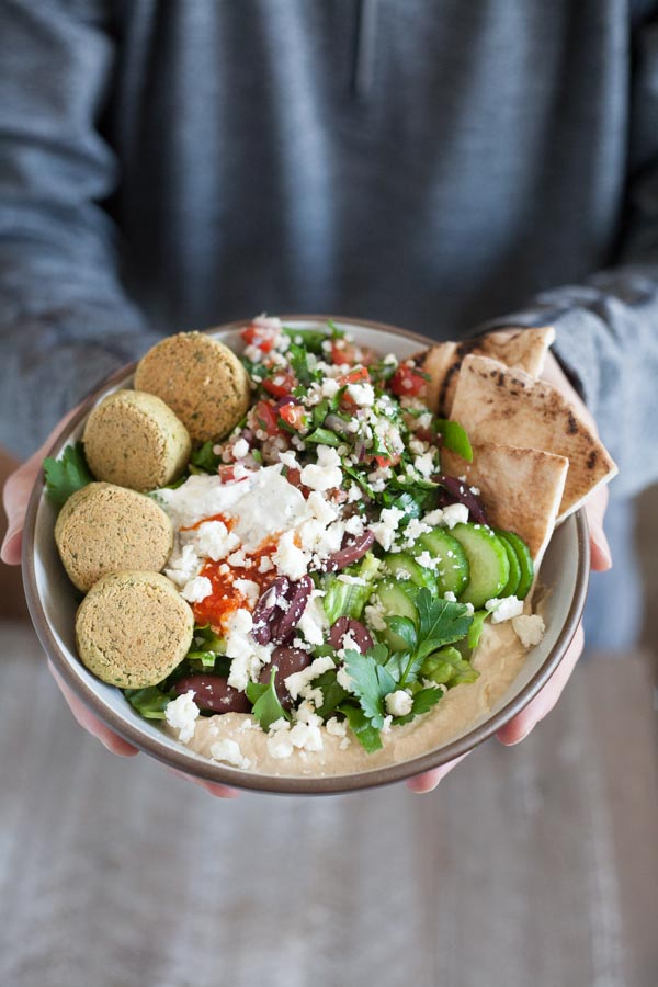 Mediterranean Falafel Bowls | BourbonandHoney.com -- Fresh, flavorful and oh so delicious these Mediterranean Falafel Bowls are an awesome recipe for lunch or a tasty light dinner!