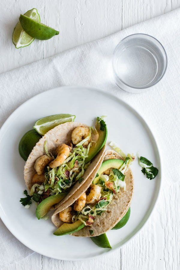 Shrimp-Tacos-with-Cilantro-Lime-Bacon-Slaw-gluten-free-paleo | DownShiftology