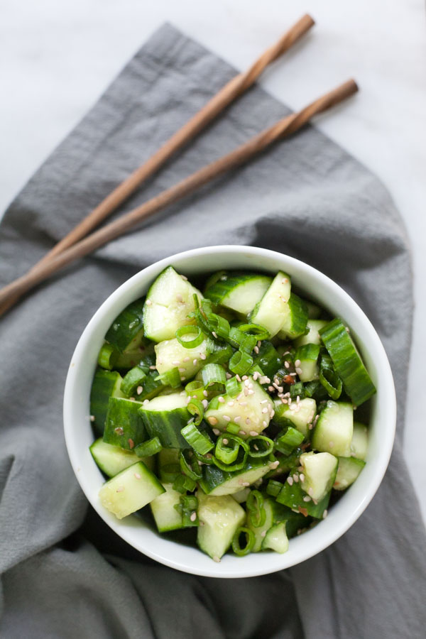 Easy Smashed Cucumber | BourbonandHoney.com -- This flavorful and super Easy Smashed Cucumbers recipe is a great way to use up all that summer bounty of garden veggies!